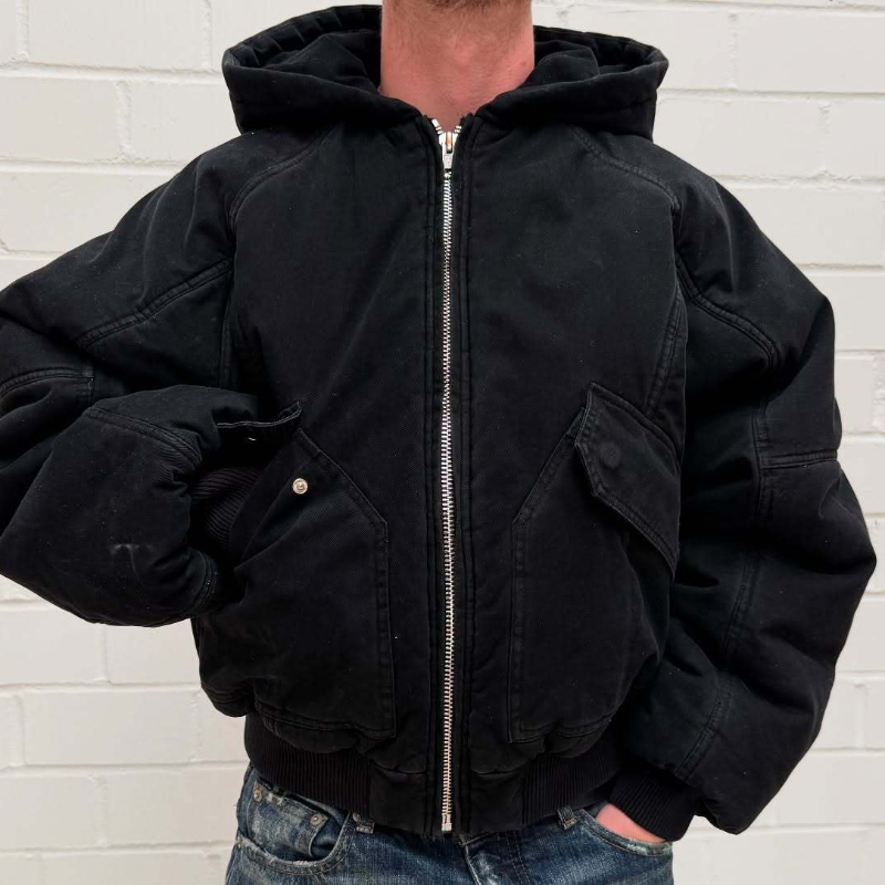 Vintage Zip Hoodie - Hommes Surdimensionné Lavé Toile À Capuche