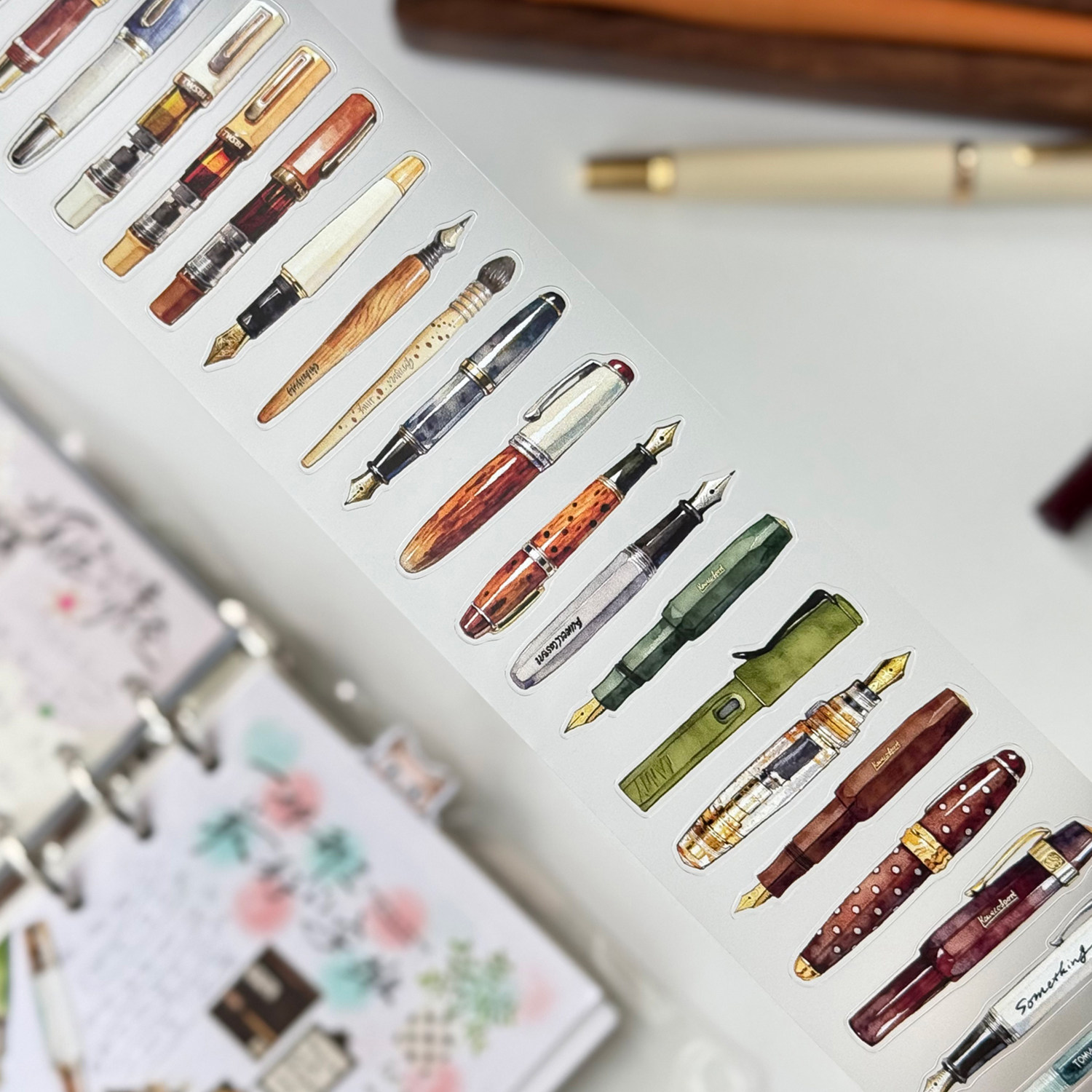 Vintage Collectible Pens - Ruban adhésif décoratif en papier Washi