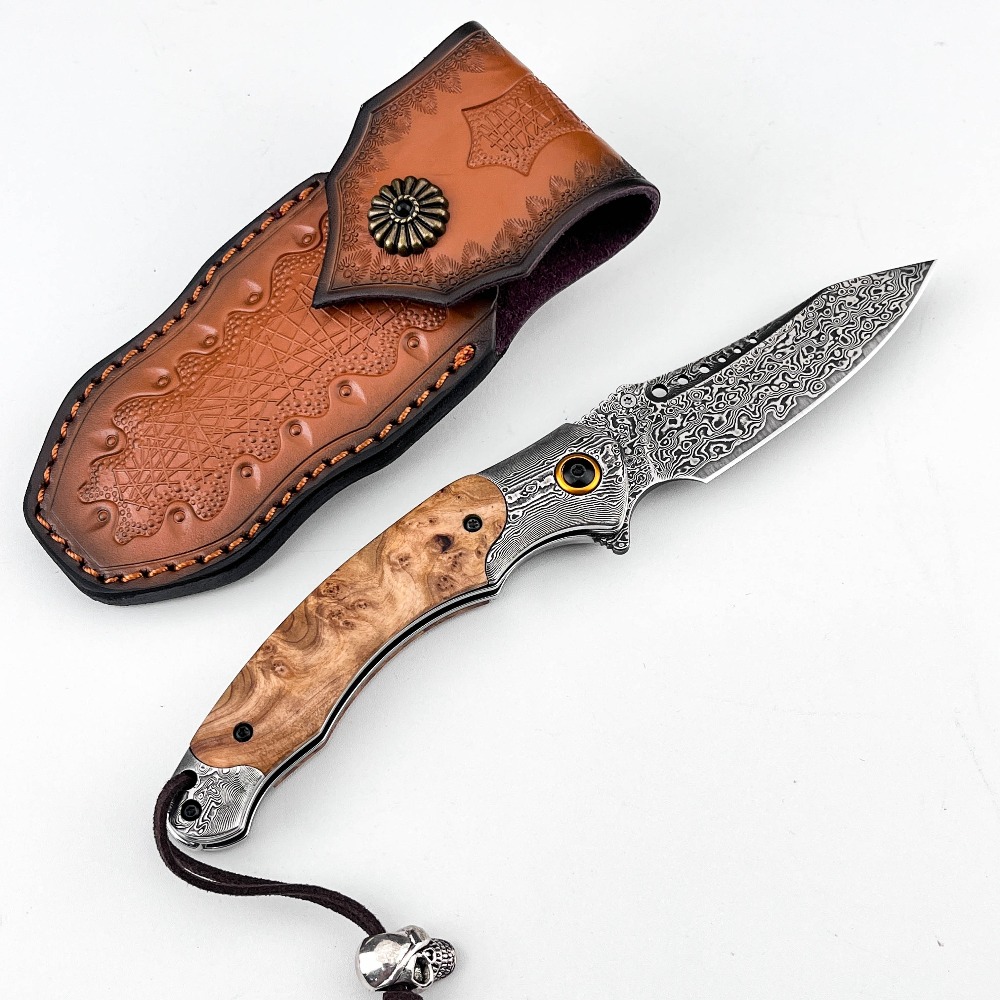 Vintage Collectible Knife - Couteau pliant à motif Damas haute