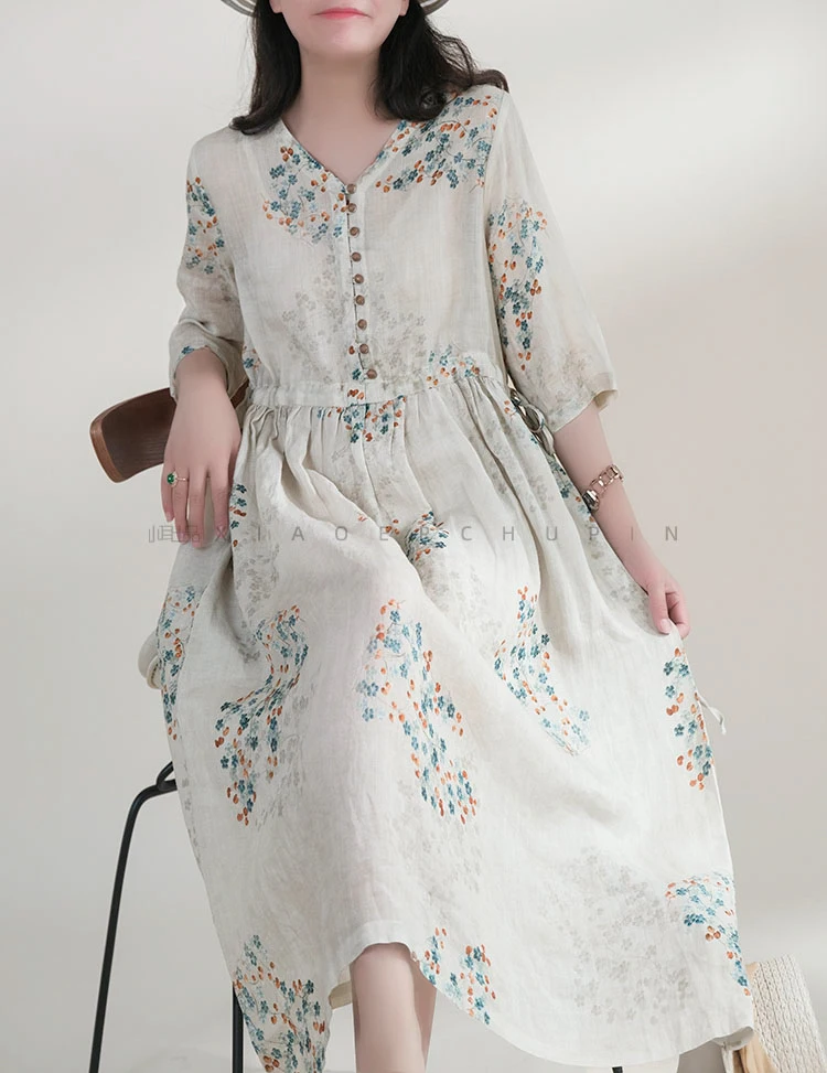 Robe d'été longue imprimée pou - Vintage Collectible Buttons avis et prix