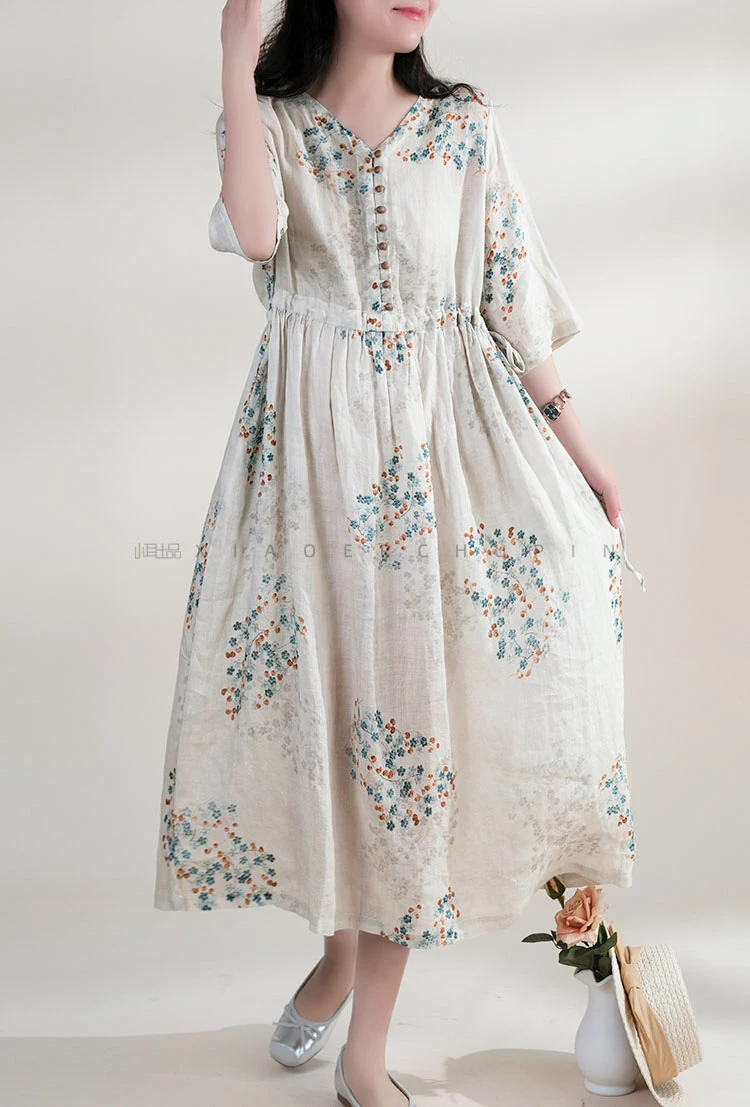 Robe d'été longue imprimée pou - Vintage Collectible Buttons avis et prix