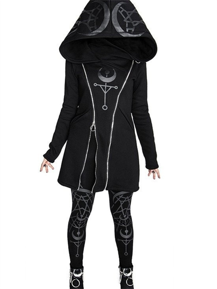 Haut gothique Punk imprimé à m - Vintage Zip Hoodie avis et prix